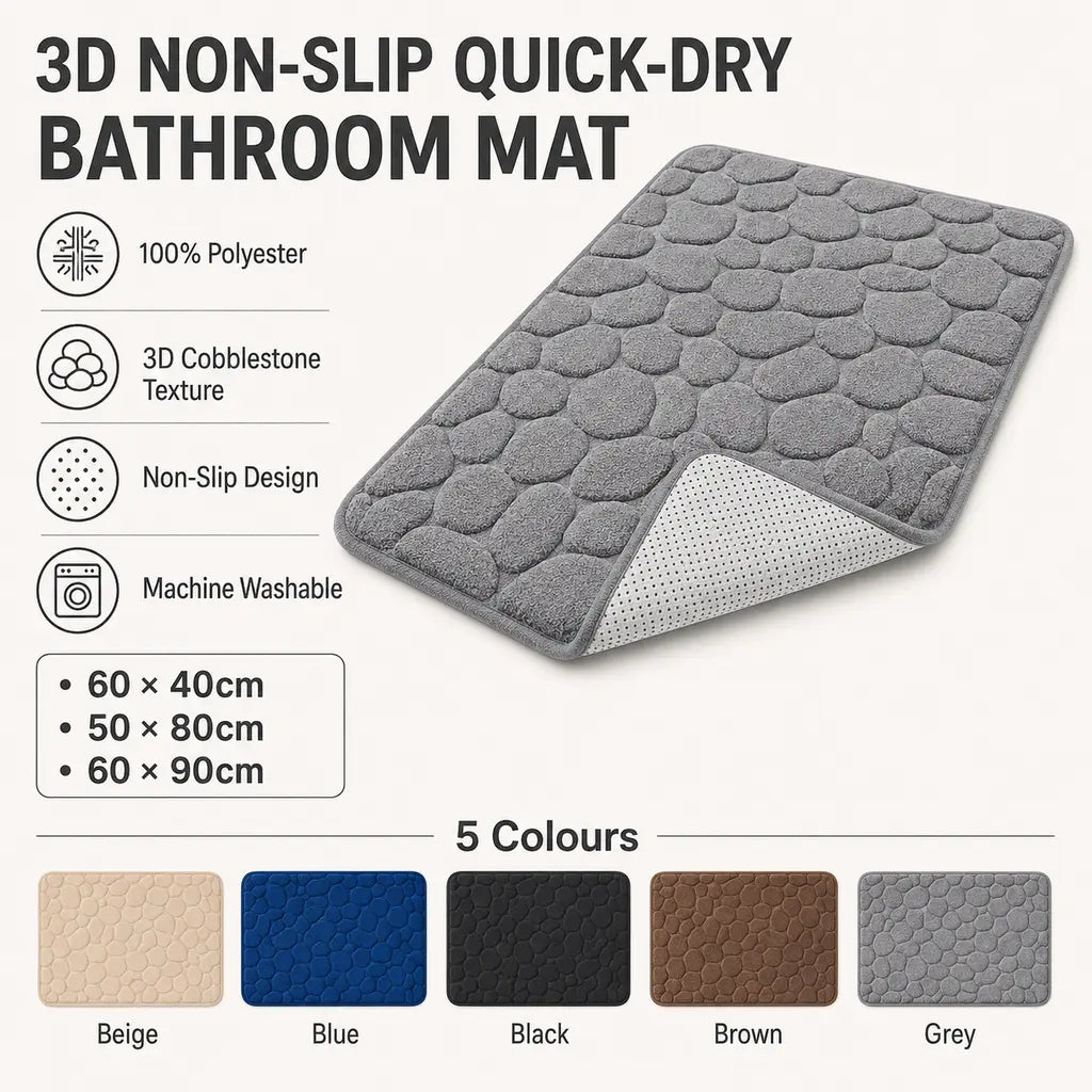 3D Non-Slip Quick-Dry Bathroom Mat
