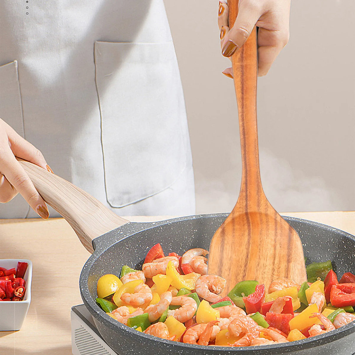 1-10 PC Wooden Cooking Spoons Smooth Teak Wooden Cooking Utensils Non-Stick Wooden Cooking Utensils – Wooden Spoons Set - Tegulane Global