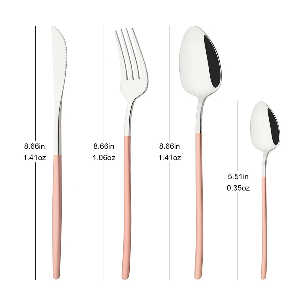 4Pcs Western Dinnerware Set Black 304 Stainless Steel Cutlery Kitchen Dinner Knife Fork Spoon Tableware Flatware Dishwasher Safe - Tegulane Global
