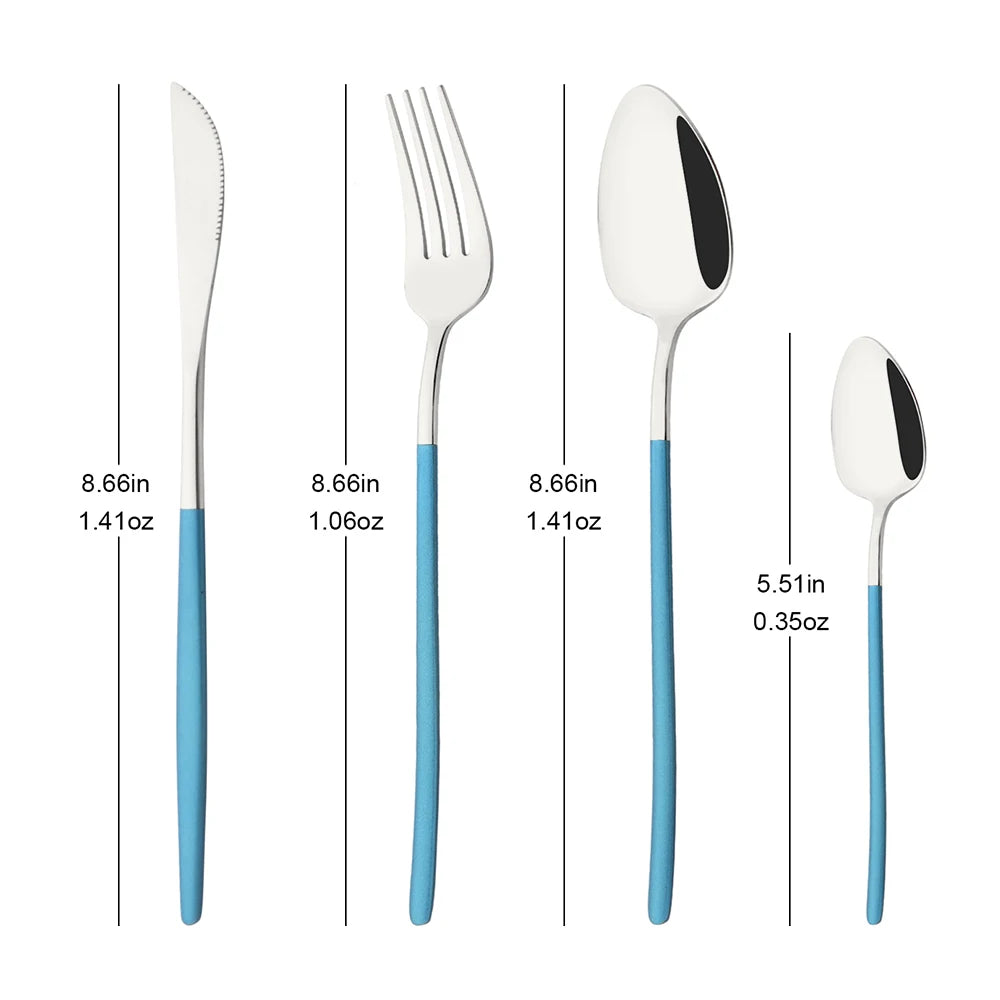 4Pcs Western Dinnerware Set Black 304 Stainless Steel Cutlery Kitchen Dinner Knife Fork Spoon Tableware Flatware Dishwasher Safe - Tegulane Global