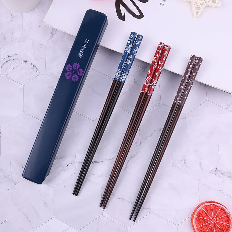 Japanese Chopsticks Natural Ironwood Handmade Value Gift Sushi Chinese Food Reusable Portable Travel Tableware with Box Set - Tegulane Global