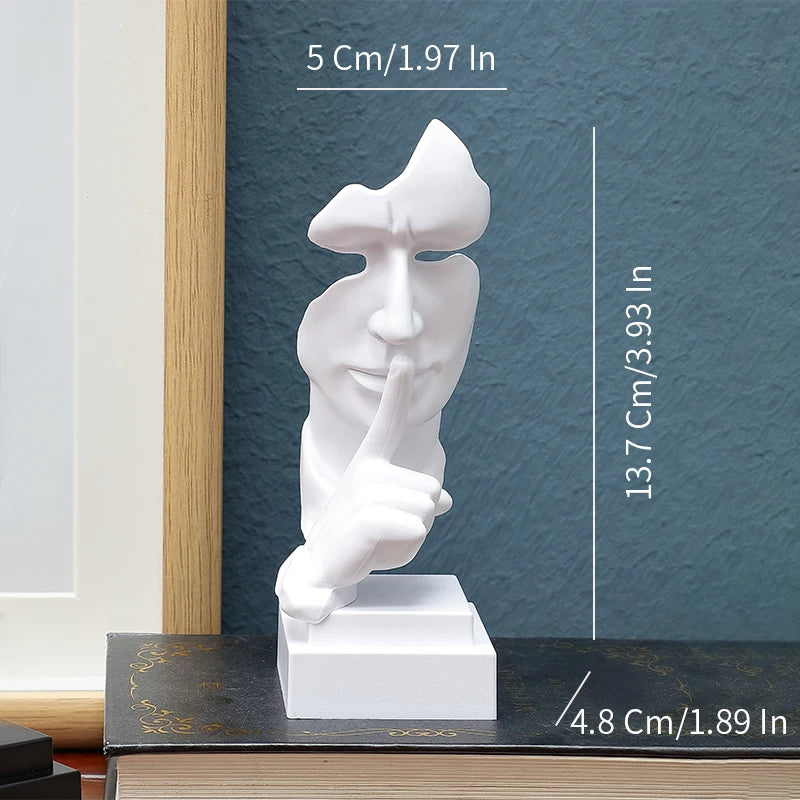 Mask Gesture Ornament, Finger Lip Sculpture, Secret-Keeping Home Decor, Office Desk Sculpture Gift, Living Room Decoration - Tegulane Global