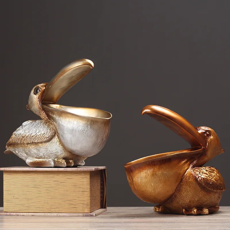 Pelican Bird Ornament Retro Resin Key Jewelry Storage Toucan Entrance Hall Living Room Tea Table Home Arts And Crafts Creative - Tegulane Global
