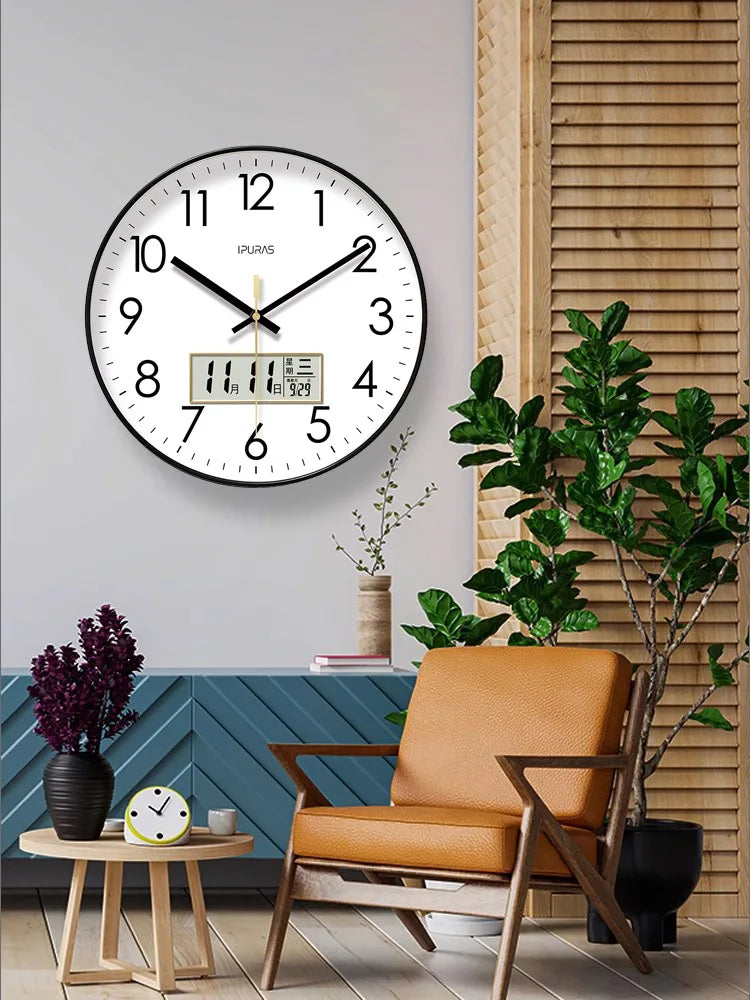 2026 New 10/12/14-inch Temperature and Humidity Electronic Calendar Multi-functional Wall Clock Dual Display Mute Quartz Clocks - Tegulane Global