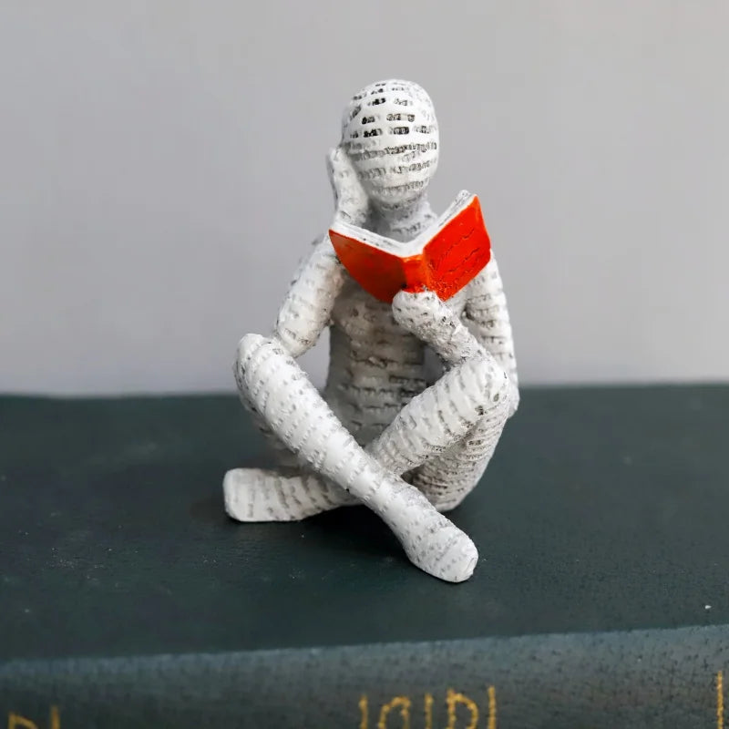 1Pc, Reading Paper Pulp Woman Thinker Statue Decoration, Creative Art Design Modern Home Office Bookshelf Tv Cabinet Accessories Desk Decoration Gifts - Tegulane Global