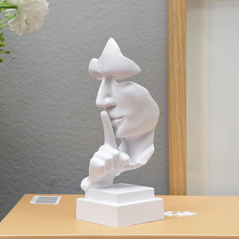 Mask Gesture Ornament, Finger Lip Sculpture, Secret-Keeping Home Decor, Office Desk Sculpture Gift, Living Room Decoration - Tegulane Global