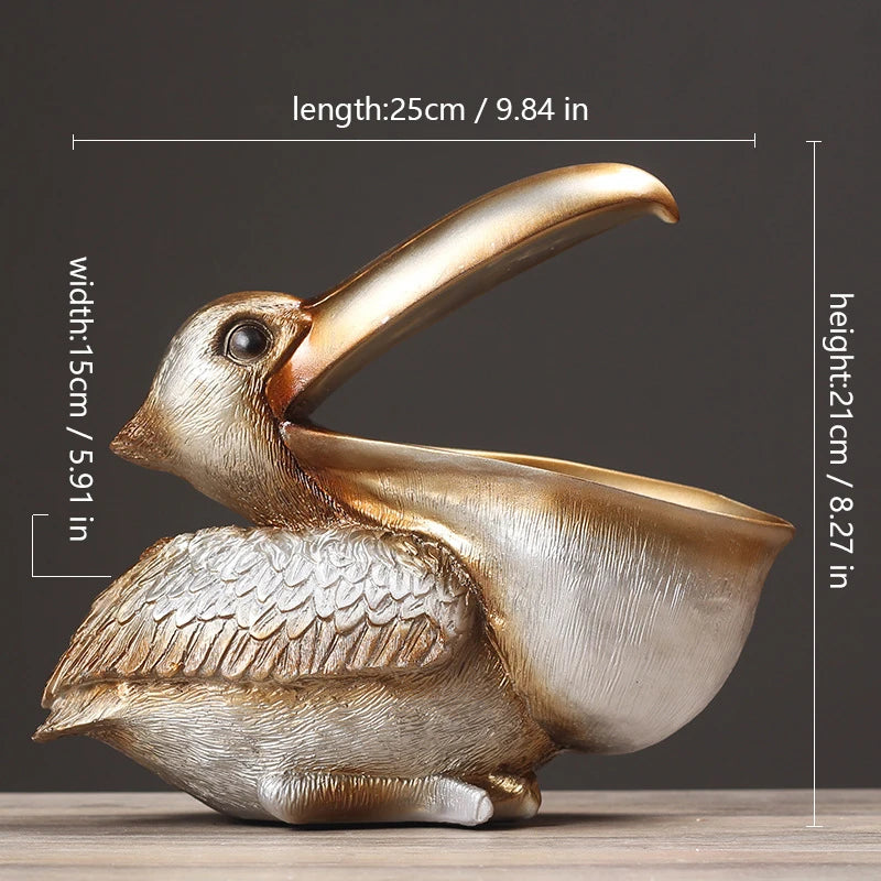 Pelican Bird Ornament Retro Resin Key Jewelry Storage Toucan Entrance Hall Living Room Tea Table Home Arts And Crafts Creative - Tegulane Global