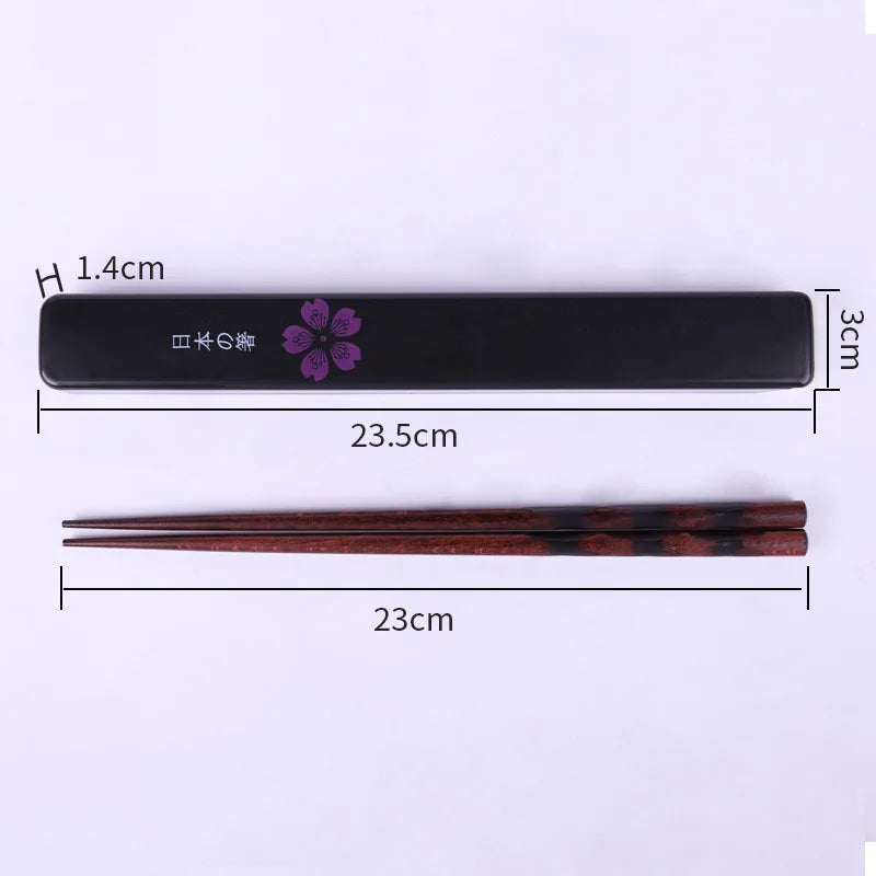 Japanese Chopsticks Natural Ironwood Handmade Value Gift Sushi Chinese Food Reusable Portable Travel Tableware with Box Set - Tegulane Global