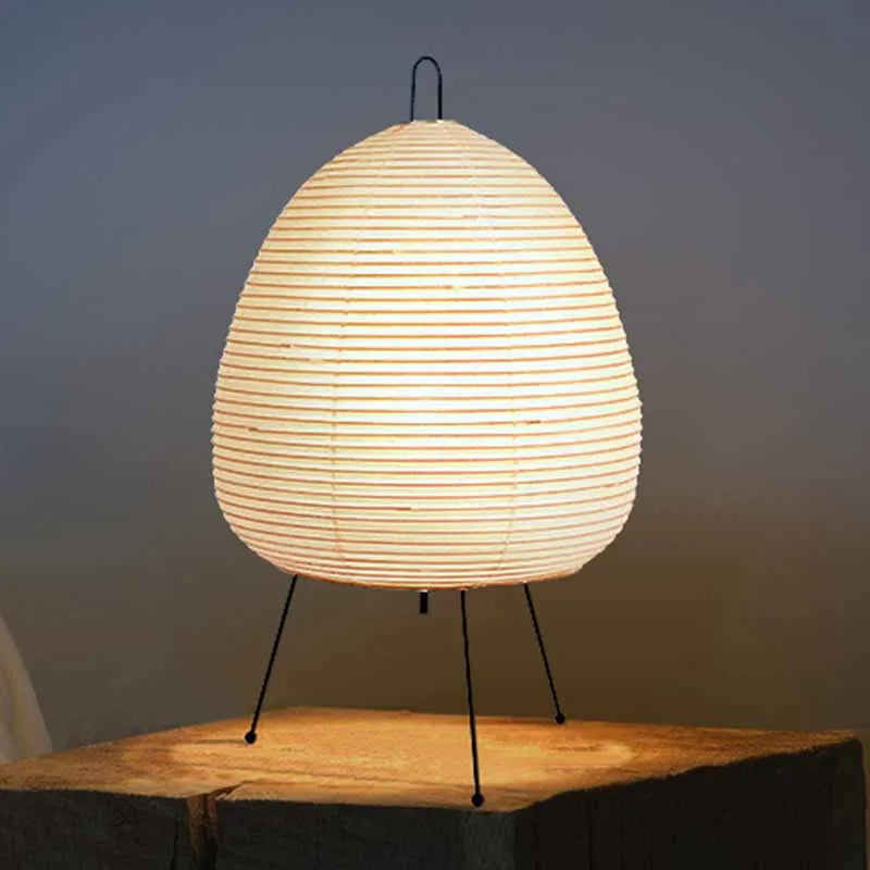 Japanese Design Paper Table Lamp Tripod Rice Paper Table Lamp Japanese Style Lantern Lamp Led Desk Lamp for Bedroom - Tegulane Global