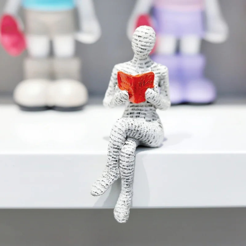 1Pc, Reading Paper Pulp Woman Thinker Statue Decoration, Creative Art Design Modern Home Office Bookshelf Tv Cabinet Accessories Desk Decoration Gifts - Tegulane Global
