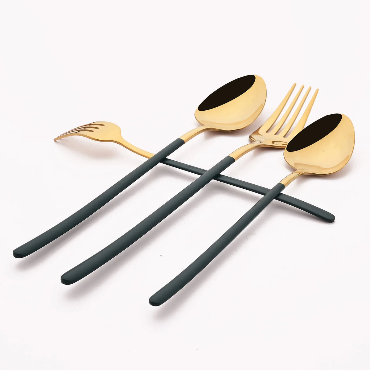 4Pcs Western Dinnerware Set Black 304 Stainless Steel Cutlery Kitchen Dinner Knife Fork Spoon Tableware Flatware Dishwasher Safe - Tegulane Global