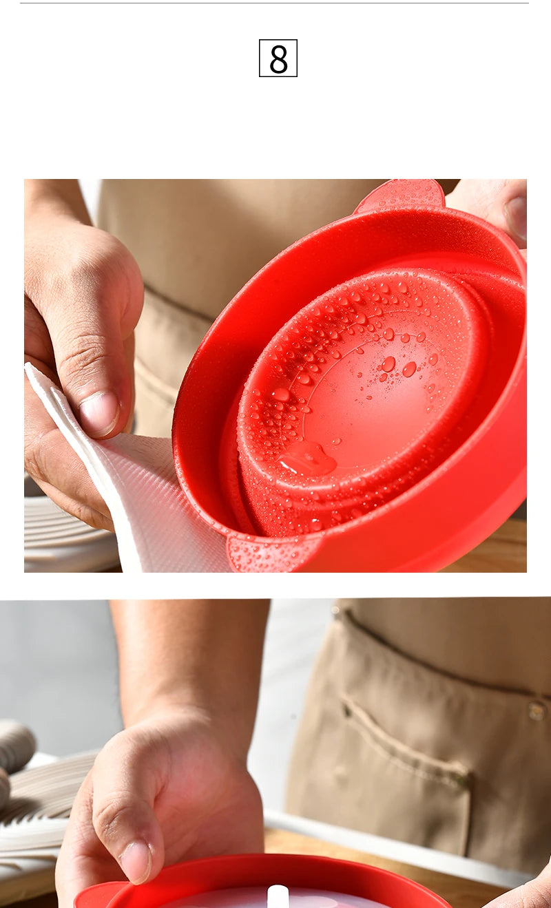 1/3Pcs Microwave Popcorn Bowl Bucket Silicone DIY Red Popcorn Maker with Lid Chips Fruit Dish High Quality Kitchen Easy Tools - Tegulane Global