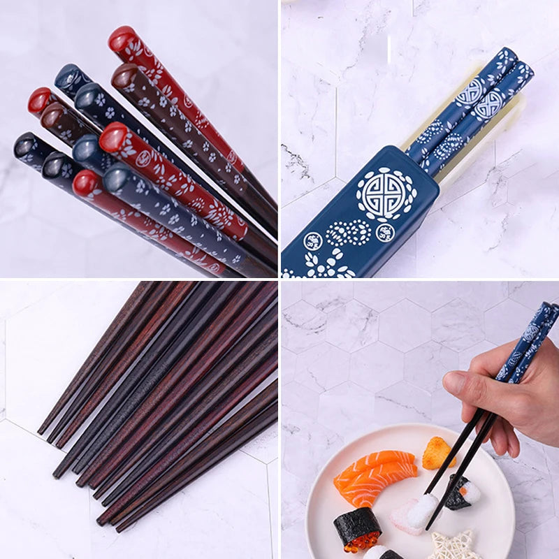 Japanese Chopsticks Natural Ironwood Handmade Value Gift Sushi Chinese Food Reusable Portable Travel Tableware with Box Set - Tegulane Global