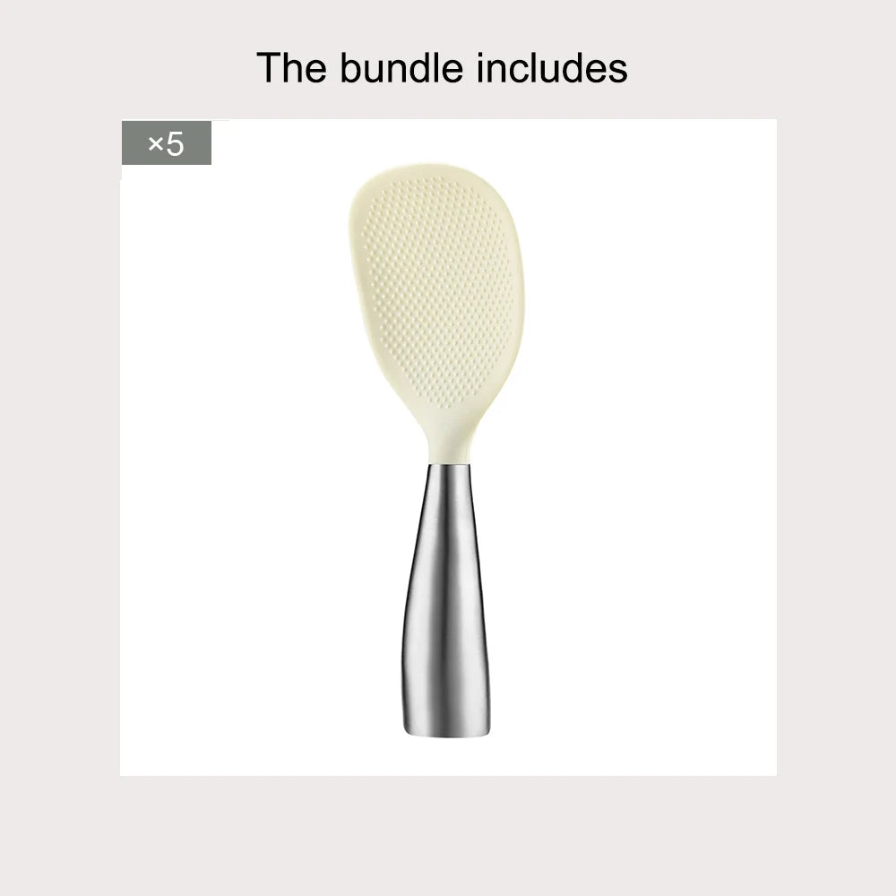 1/5Pcs Non-stick Silicone Spoon Cooking Spoon Anti-scalding Pot Rice High-temperature-resistant Spoon Durable Kitchen Gadgets - Tegulane Global