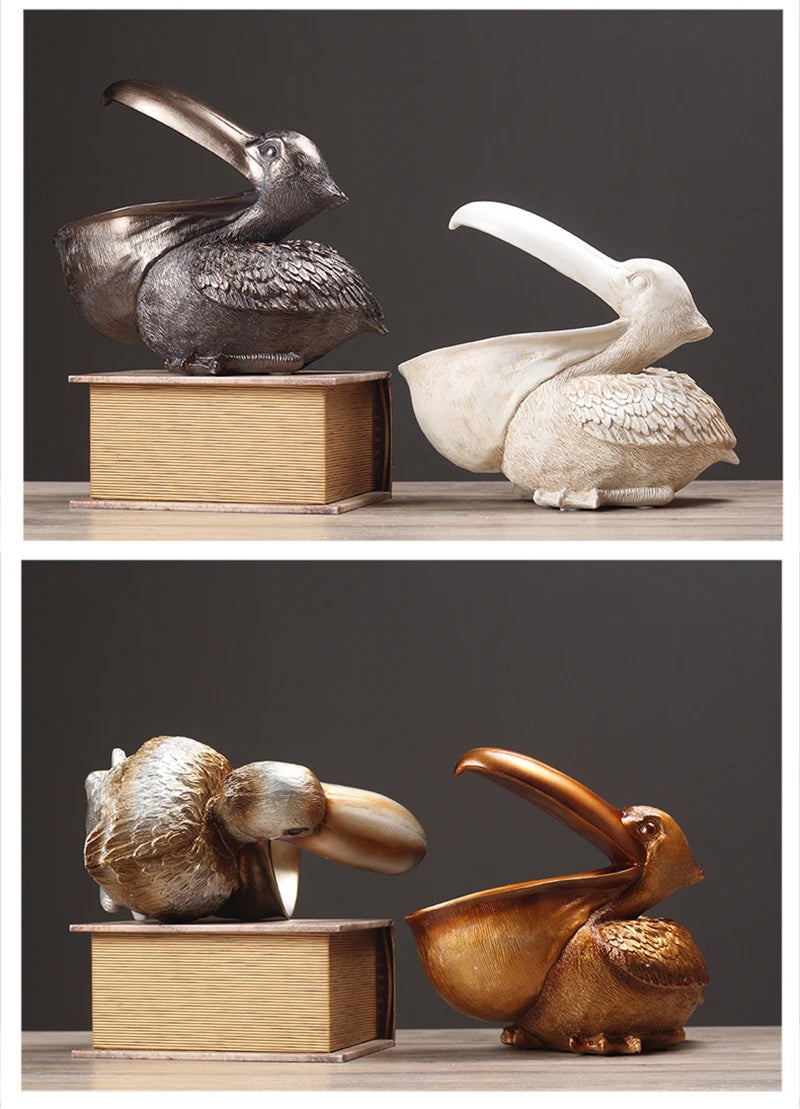 Pelican Bird Ornament Retro Resin Key Jewelry Storage Toucan Entrance Hall Living Room Tea Table Home Arts And Crafts Creative - Tegulane Global