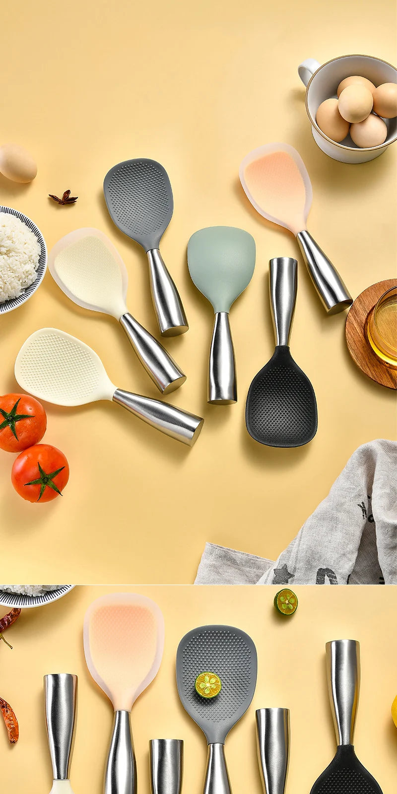 1/5Pcs Non-stick Silicone Spoon Cooking Spoon Anti-scalding Pot Rice High-temperature-resistant Spoon Durable Kitchen Gadgets - Tegulane Global