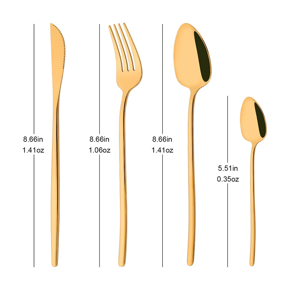 4Pcs Western Dinnerware Set Black 304 Stainless Steel Cutlery Kitchen Dinner Knife Fork Spoon Tableware Flatware Dishwasher Safe - Tegulane Global