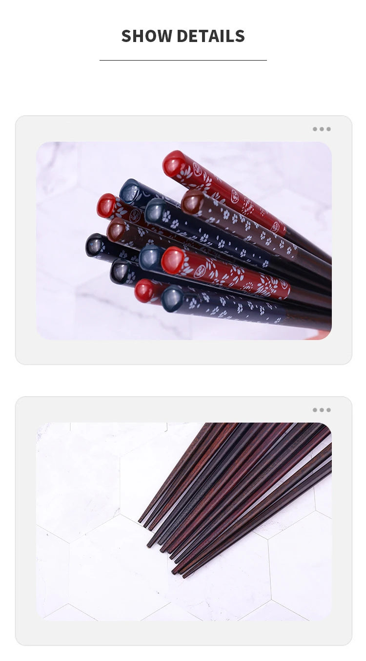 Japanese Chopsticks Natural Ironwood Handmade Value Gift Sushi Chinese Food Reusable Portable Travel Tableware with Box Set - Tegulane Global