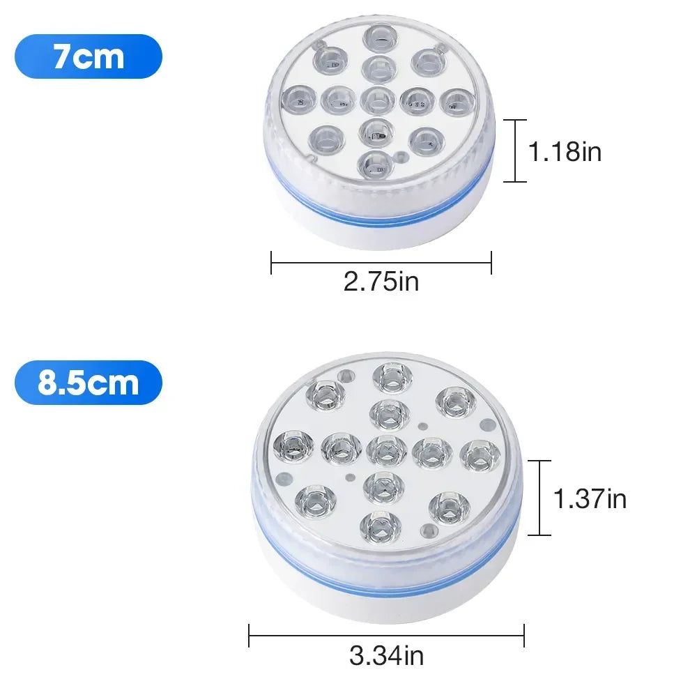 Updated Submersible 13LED Underwater Light with Remote Control Underwater Pool Light IP68 Bright Lamp RGB for Pond/Pool/Aquarium - Tegulane Global