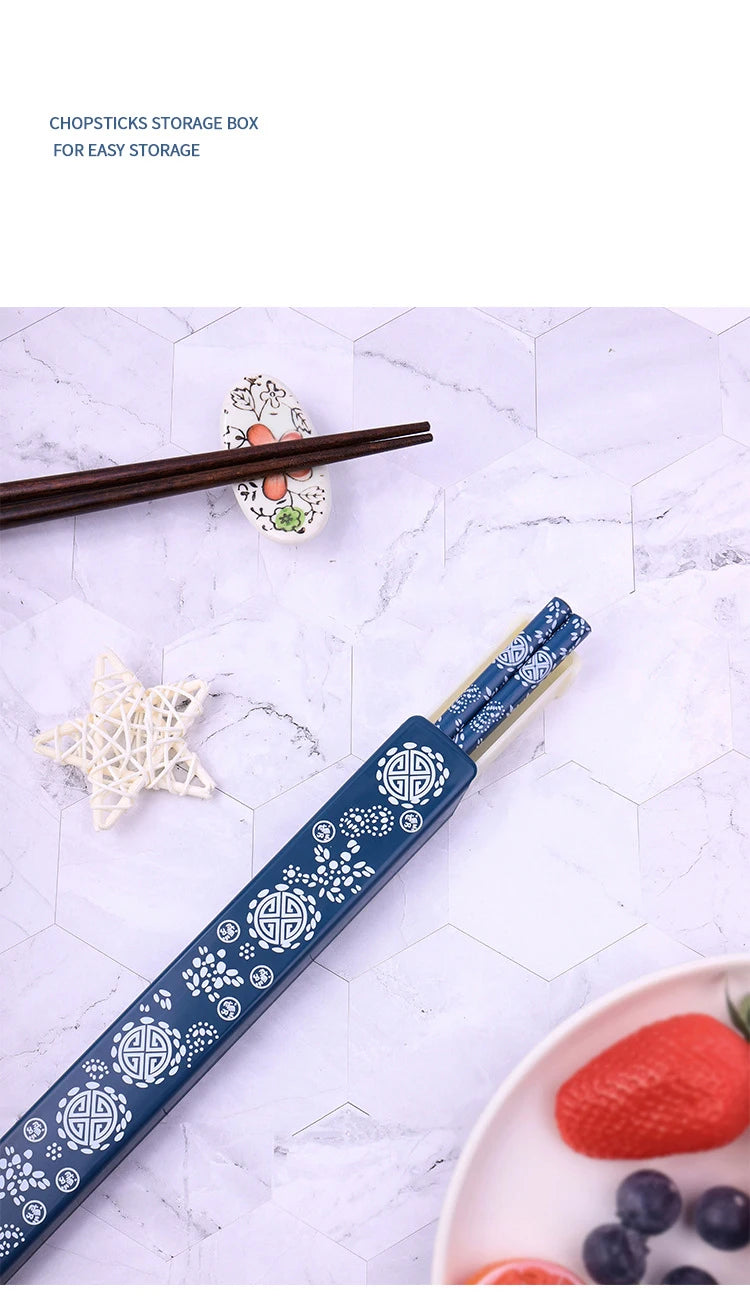 Japanese Chopsticks Natural Ironwood Handmade Value Gift Sushi Chinese Food Reusable Portable Travel Tableware with Box Set - Tegulane Global