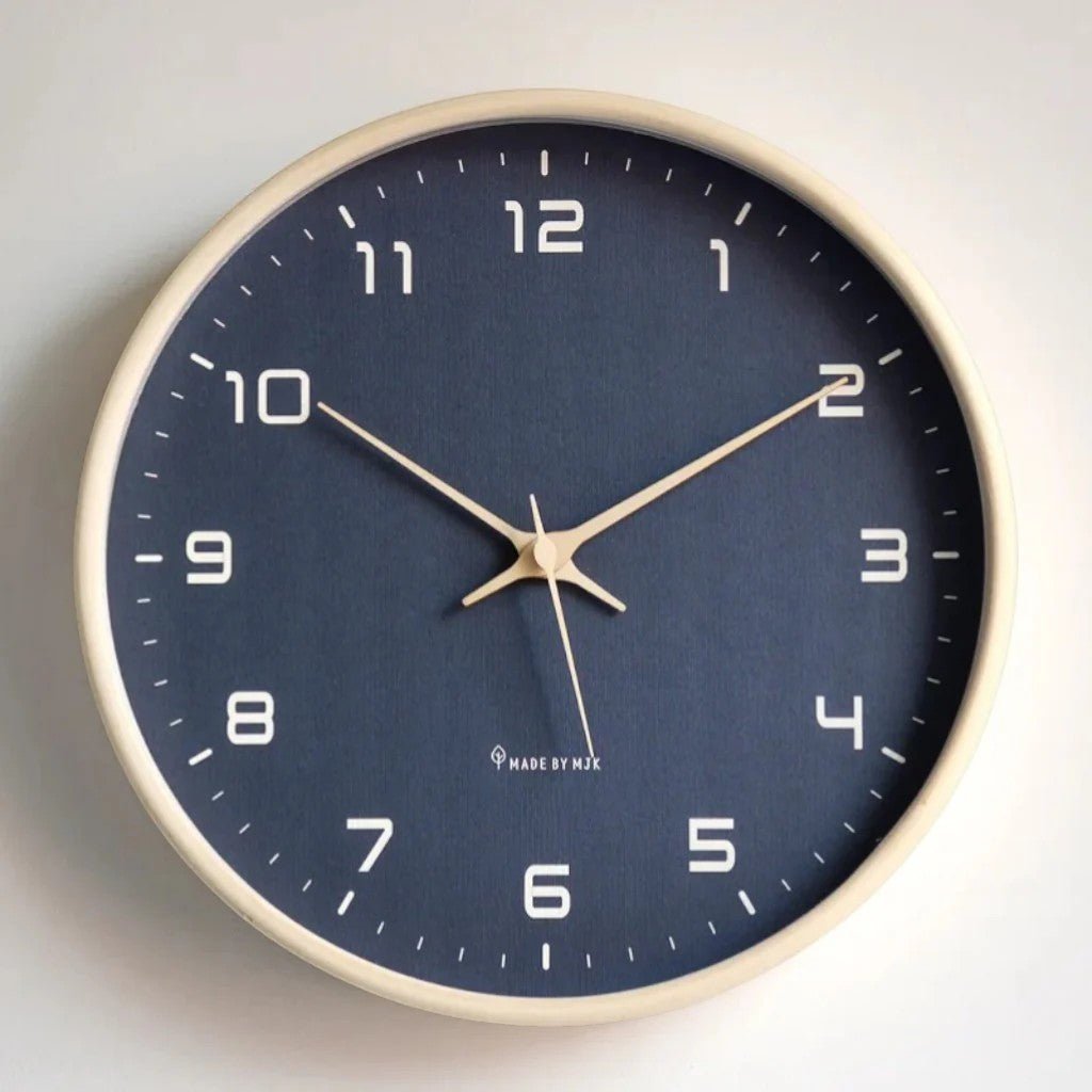 Azure Blue Minimalist Nordic Wood Wall Clock - Tegulane Global