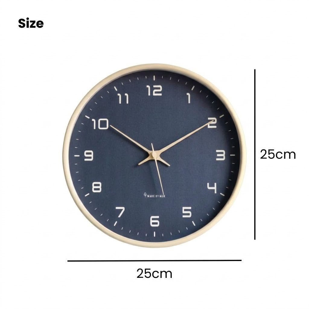 Azure Blue Minimalist Nordic Wood Wall Clock - Tegulane Global