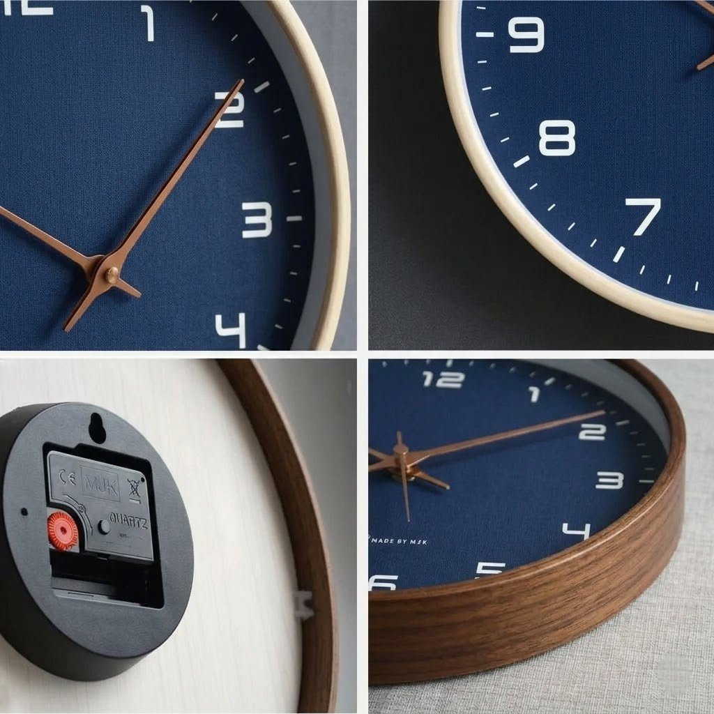 Azure Blue Minimalist Nordic Wood Wall Clock - Tegulane Global