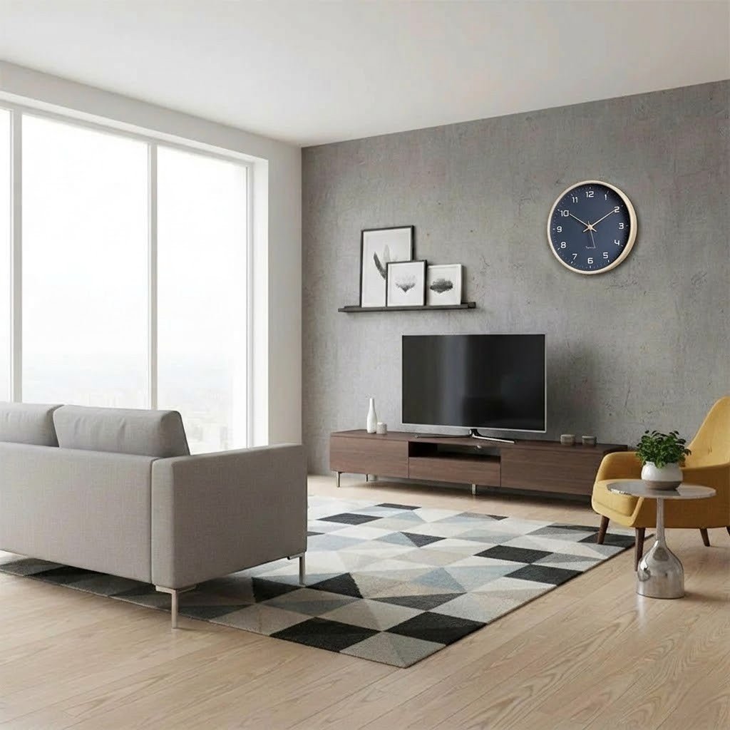 Azure Blue Minimalist Nordic Wood Wall Clock - Tegulane Global