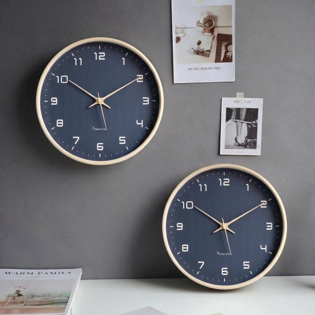 Azure Blue Minimalist Nordic Wood Wall Clock - Tegulane Global