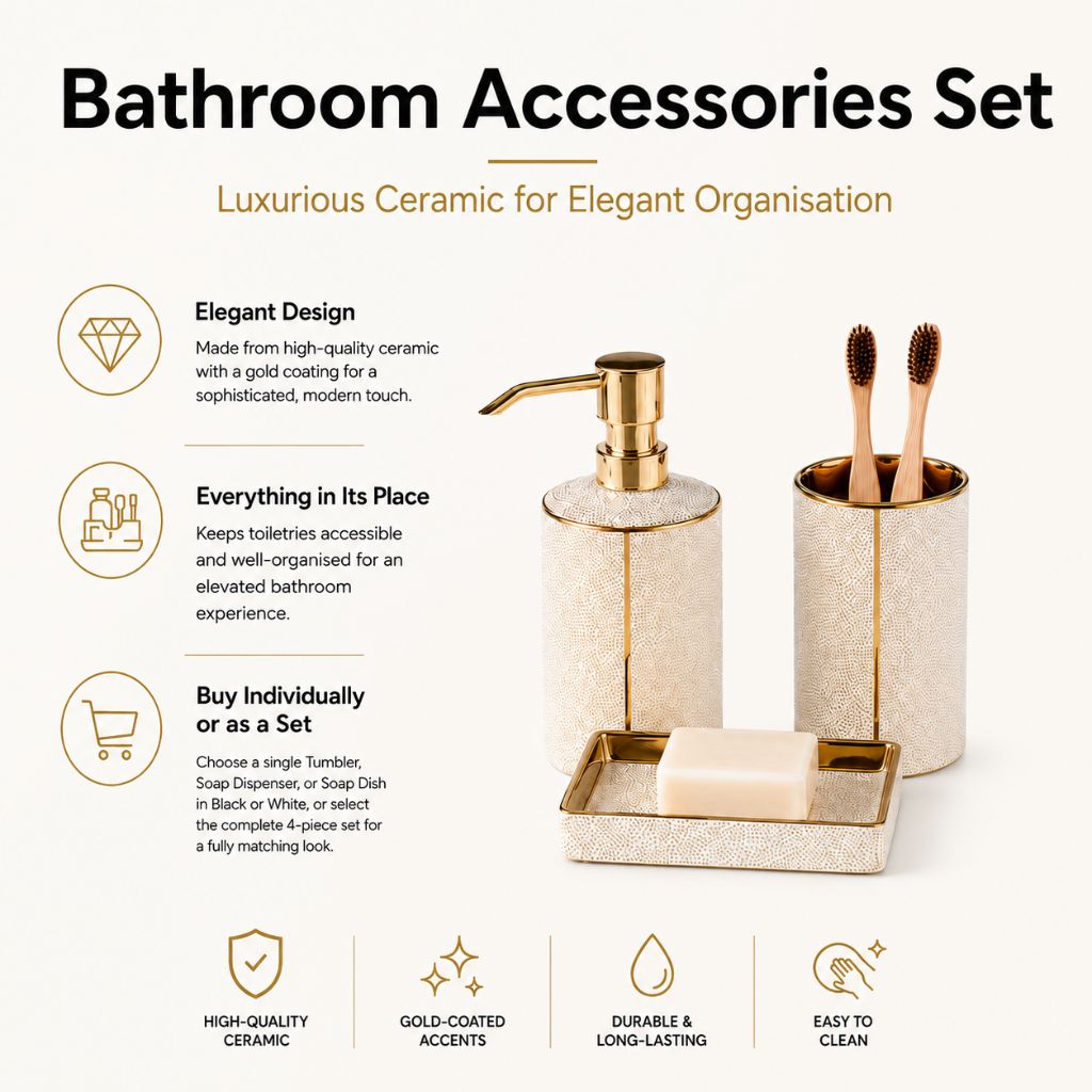 Bathroom Accessories Set – Luxurious Ceramic for Elegant Organisation - Tegulane Global