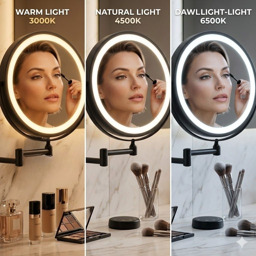 Black Rechargeable LED Mirror – Ideal for Makeup & Bathroom Use - Tegulane Global