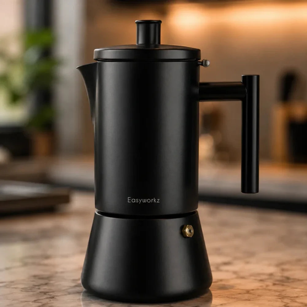 Black Stovetop Espresso Maker Stainless Steel Italian Moka Pot - Tegulane Global