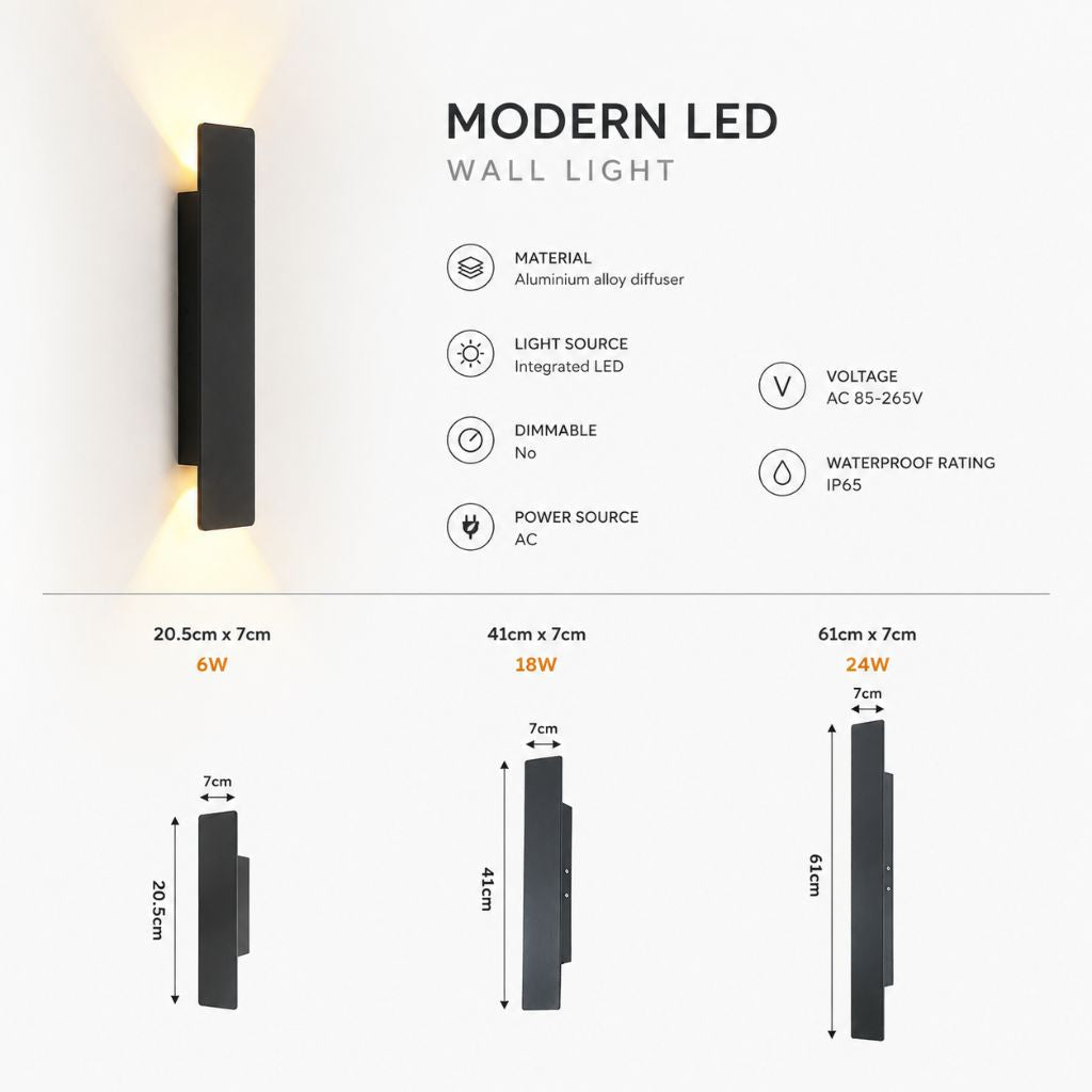 Black Weatherproof LED Wall Lights - Outdoor Style and Durability - Tegulane Global