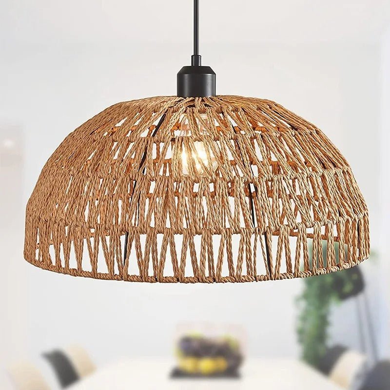 Boho Hand Knitted Japanese Rope Pendant Light - Tegulane Global