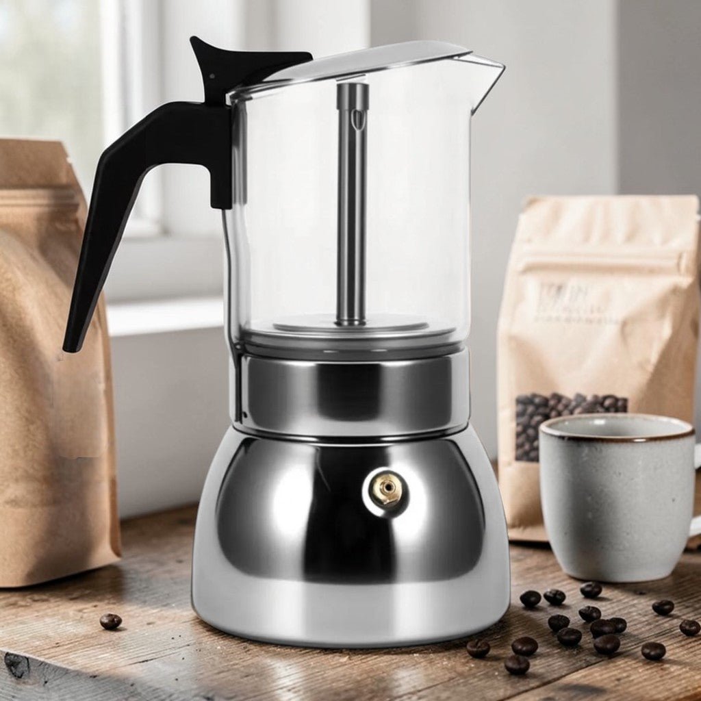 Borosilicate Glass Moka Pot Stovetop Espresso Maker - Tegulane Global