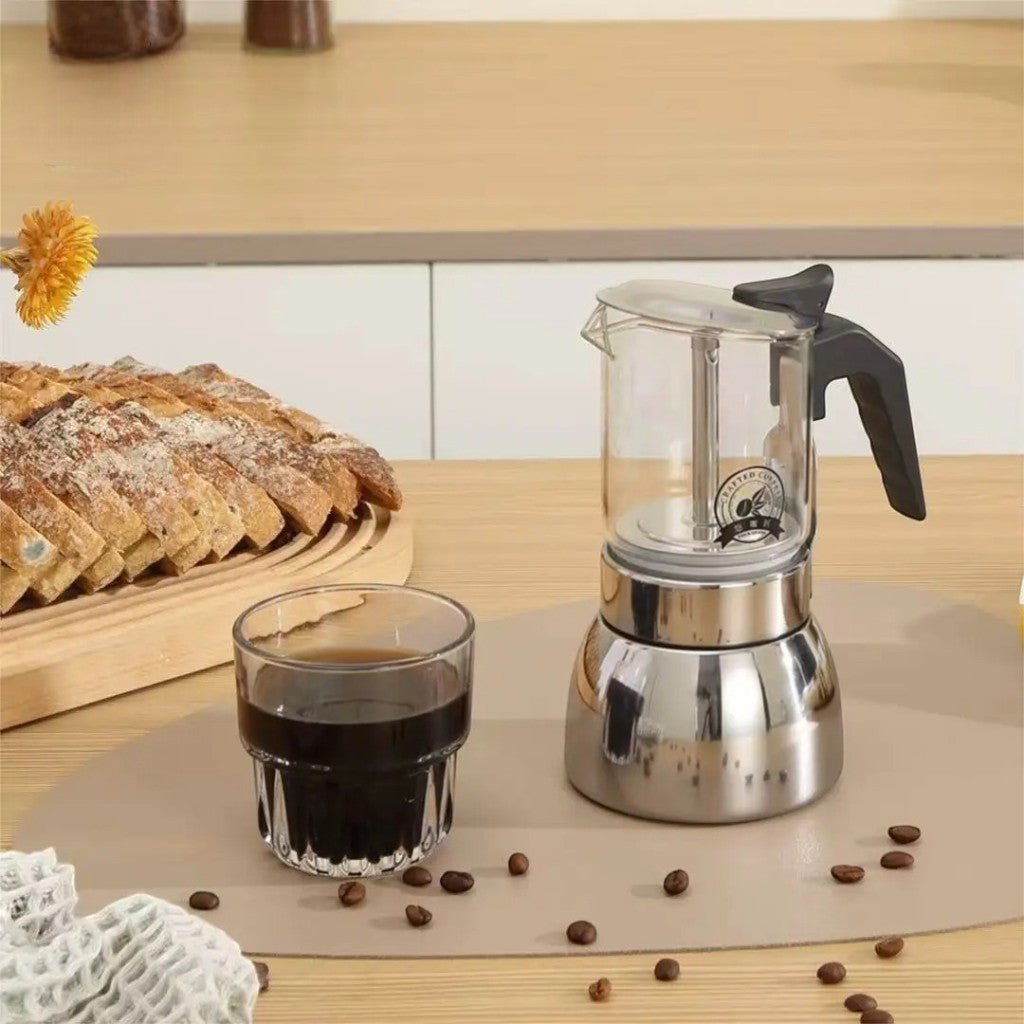 Borosilicate Glass Moka Pot Stovetop Espresso Maker - Tegulane Global