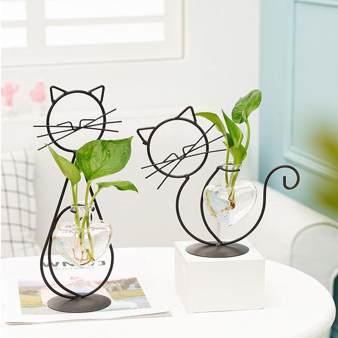 Cat-Shaped Iron Planter Vase - Tegulane Global