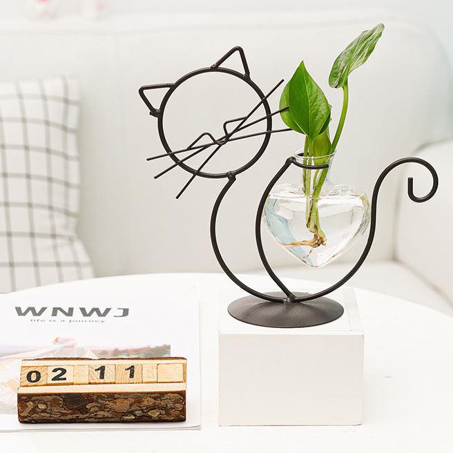 Cat-Shaped Iron Planter Vase - Tegulane Global