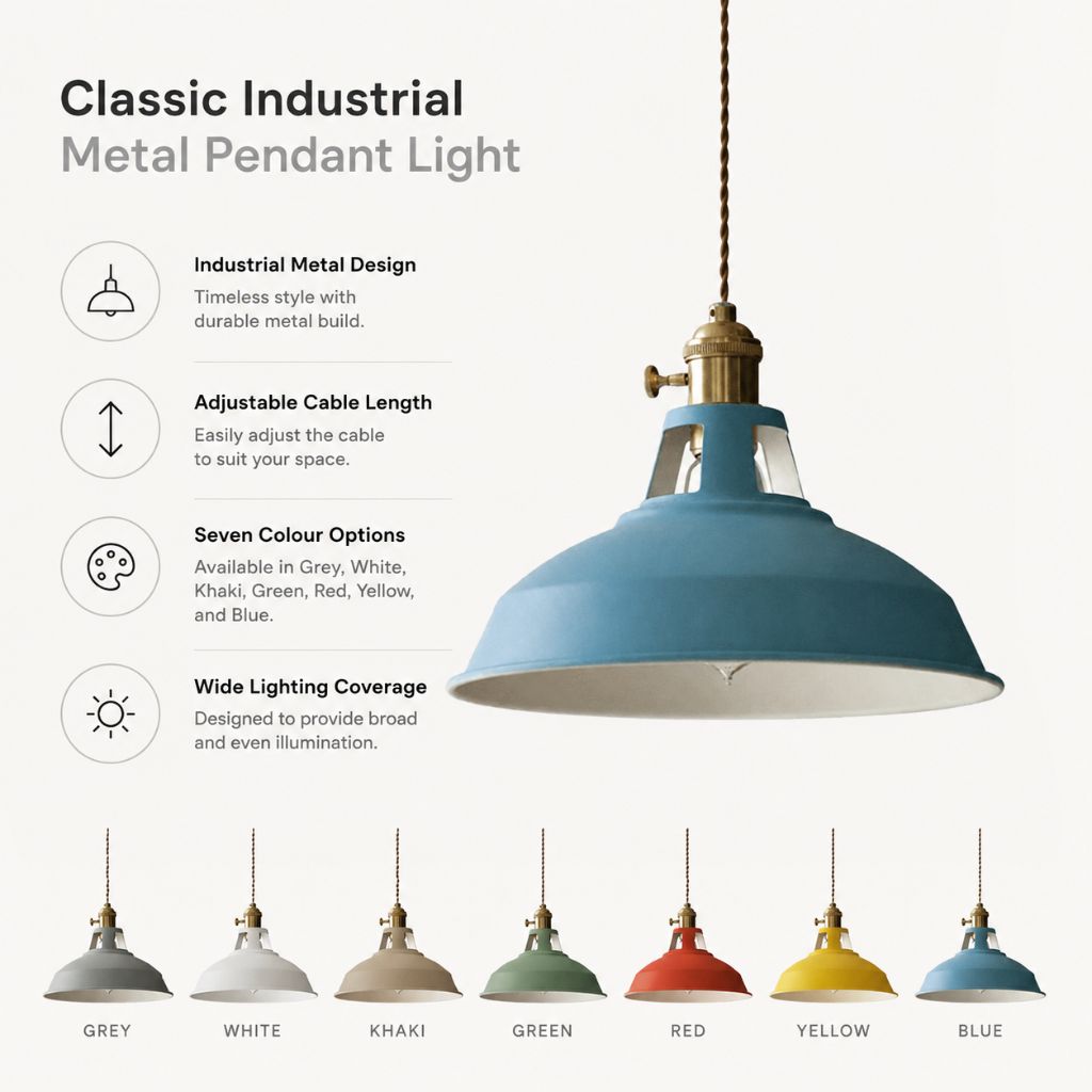 Classic Industrial Metal Pendant Light - Tegulane Global