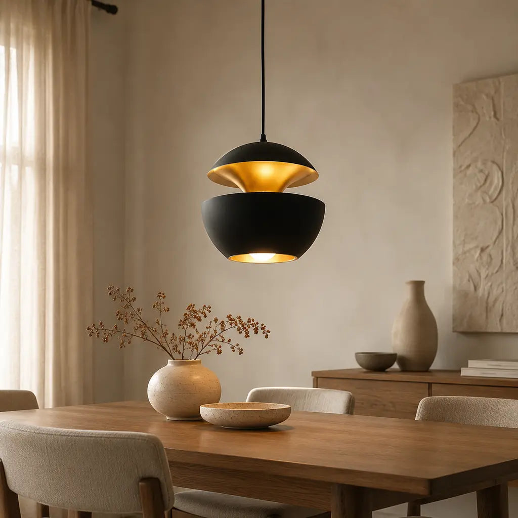 Modern Round Metal Pendant Light with Adjustable Cable - Tegulane Global