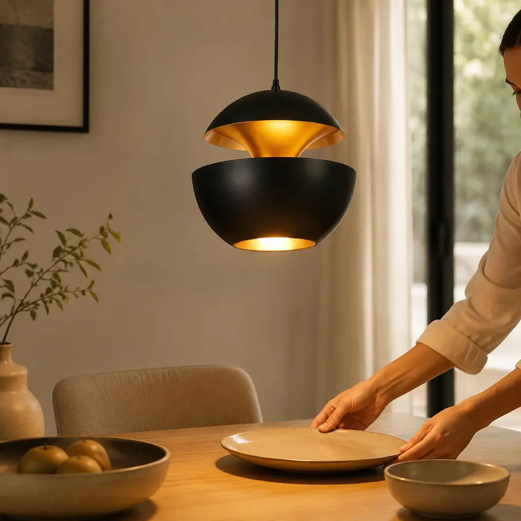 Modern Round Metal Pendant Light with Adjustable Cable - Tegulane Global