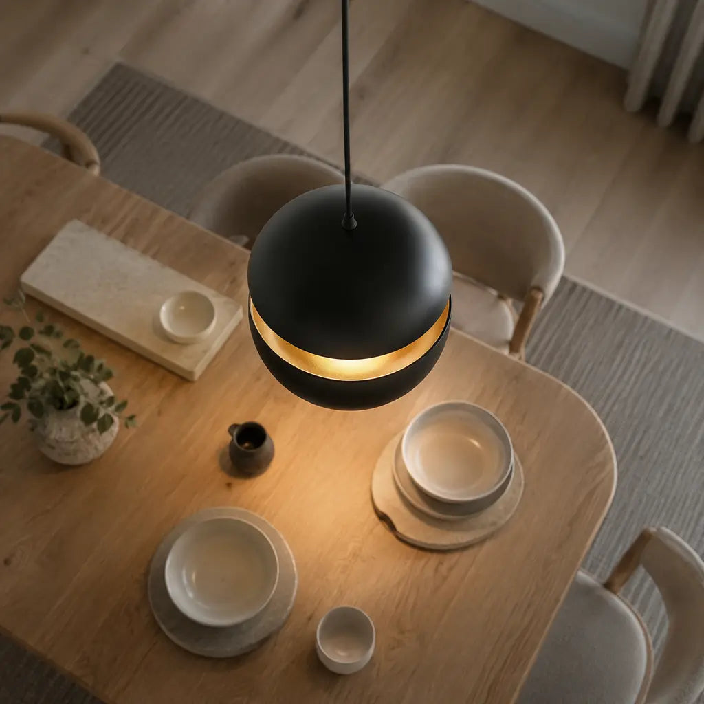 Modern Round Metal Pendant Light with Adjustable Cable - Tegulane Global