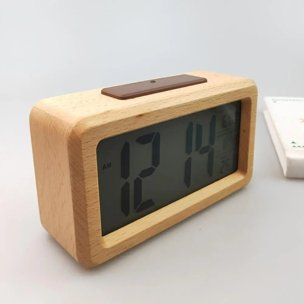 Digital Alarm Clock with Wooden Design & Multi-Function Display - Tegulane Global