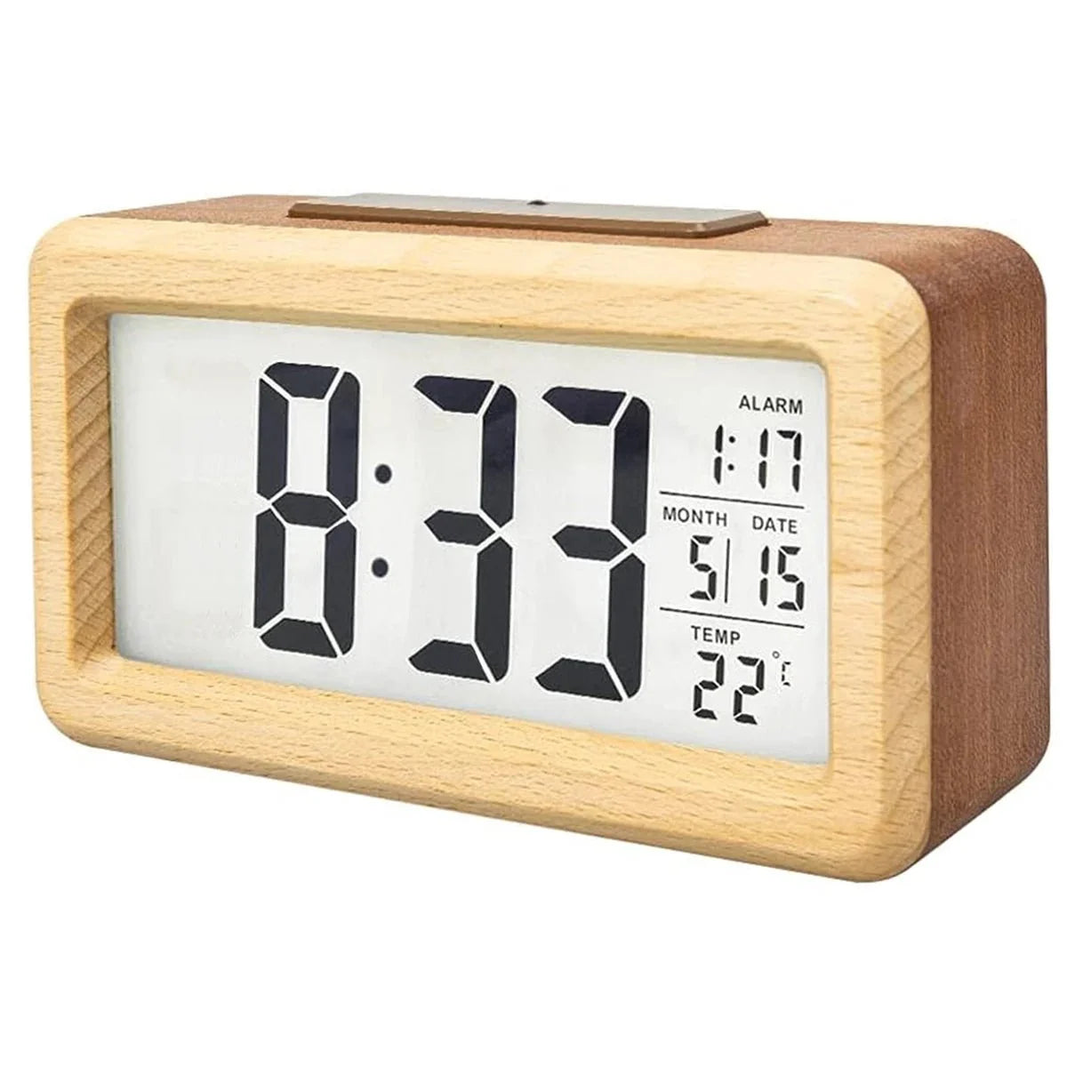 Digital Alarm Clock with Wooden Design & Multi-Function Display - Tegulane Global
