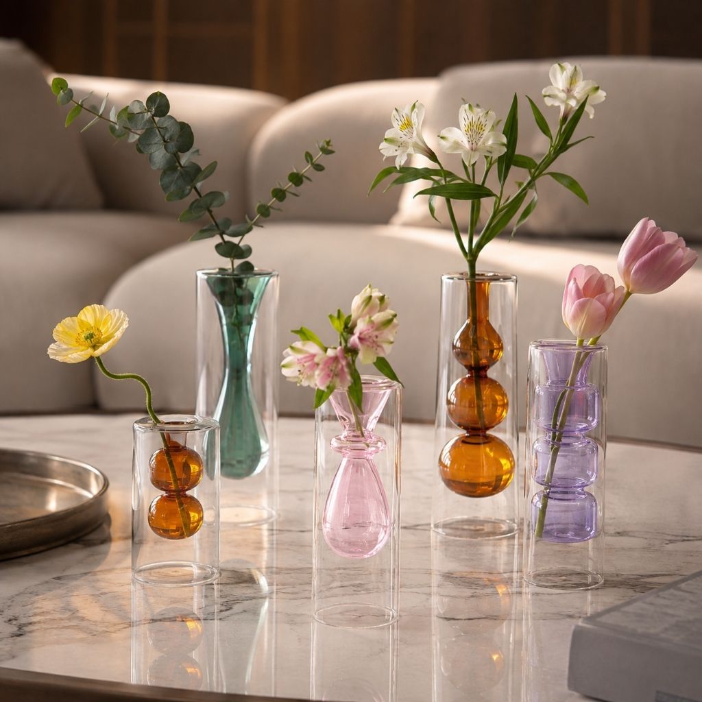 Double-Layer Color Inlay Glass Vase - Tegulane Global