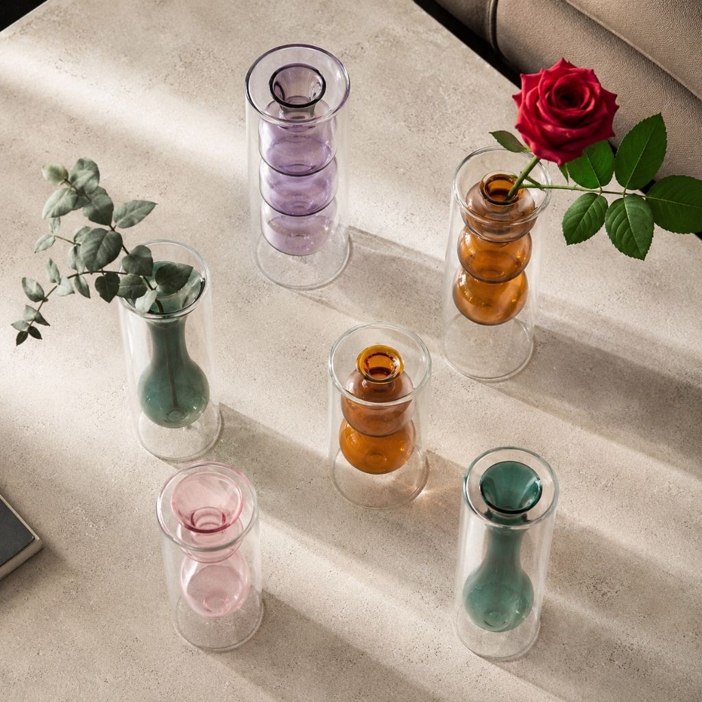 Double-Layer Color Inlay Glass Vase - Tegulane Global