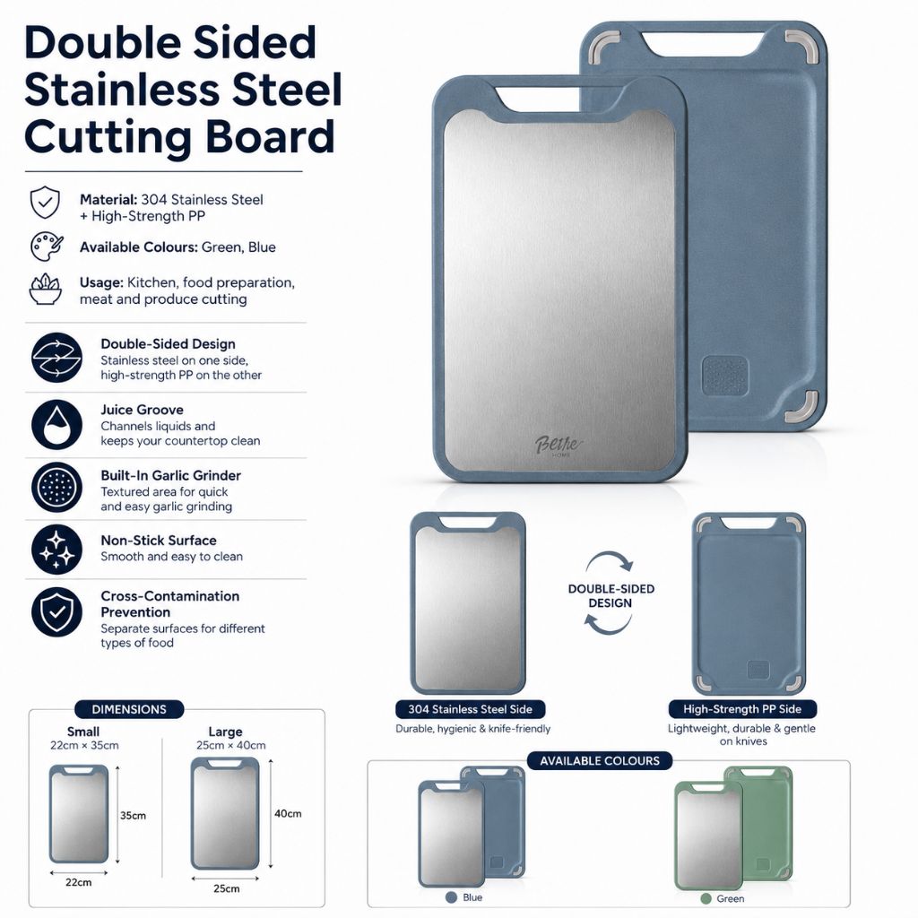 Double Sided Stainless Steel Cutting Board - Tegulane Global