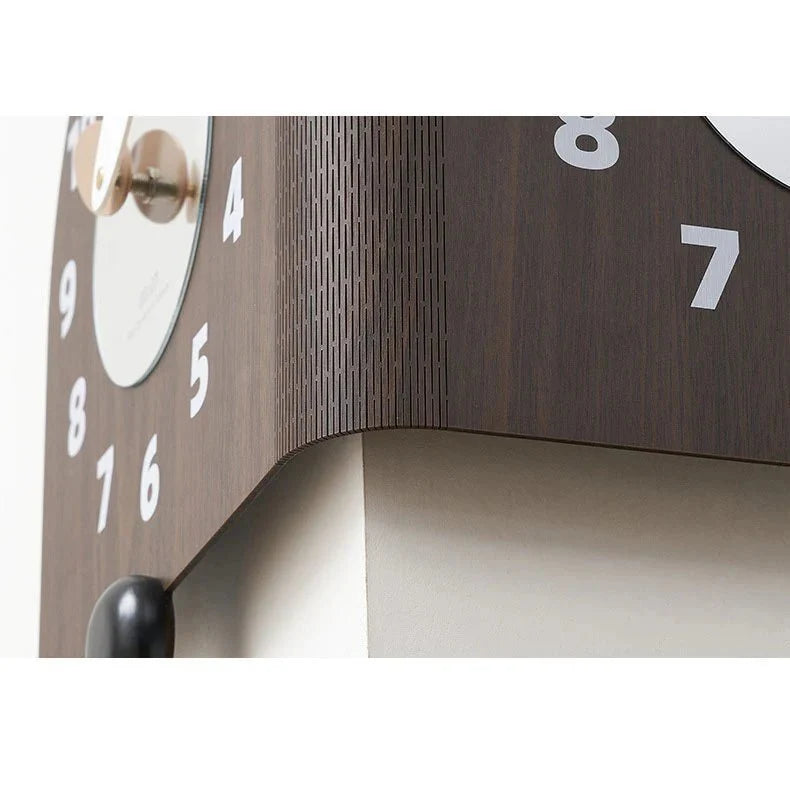 Double-Sided Wooden Corner Wall Clock – Walnut Design - Tegulane Global