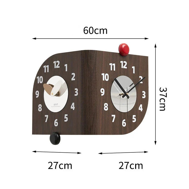 Double-Sided Wooden Corner Wall Clock – Walnut Design - Tegulane Global