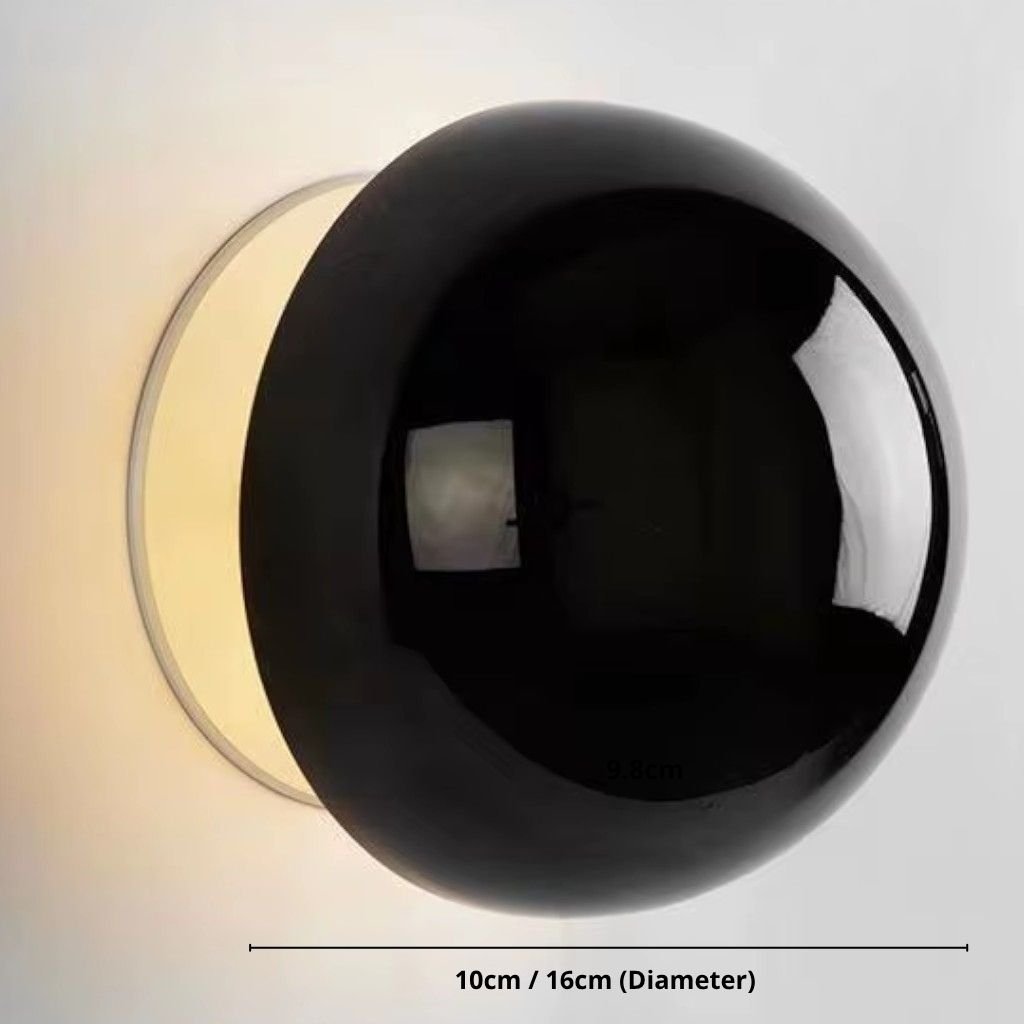 Eclipse Chrome Globe Wall Light Japandi Sphere Sconce - Tegulane Global